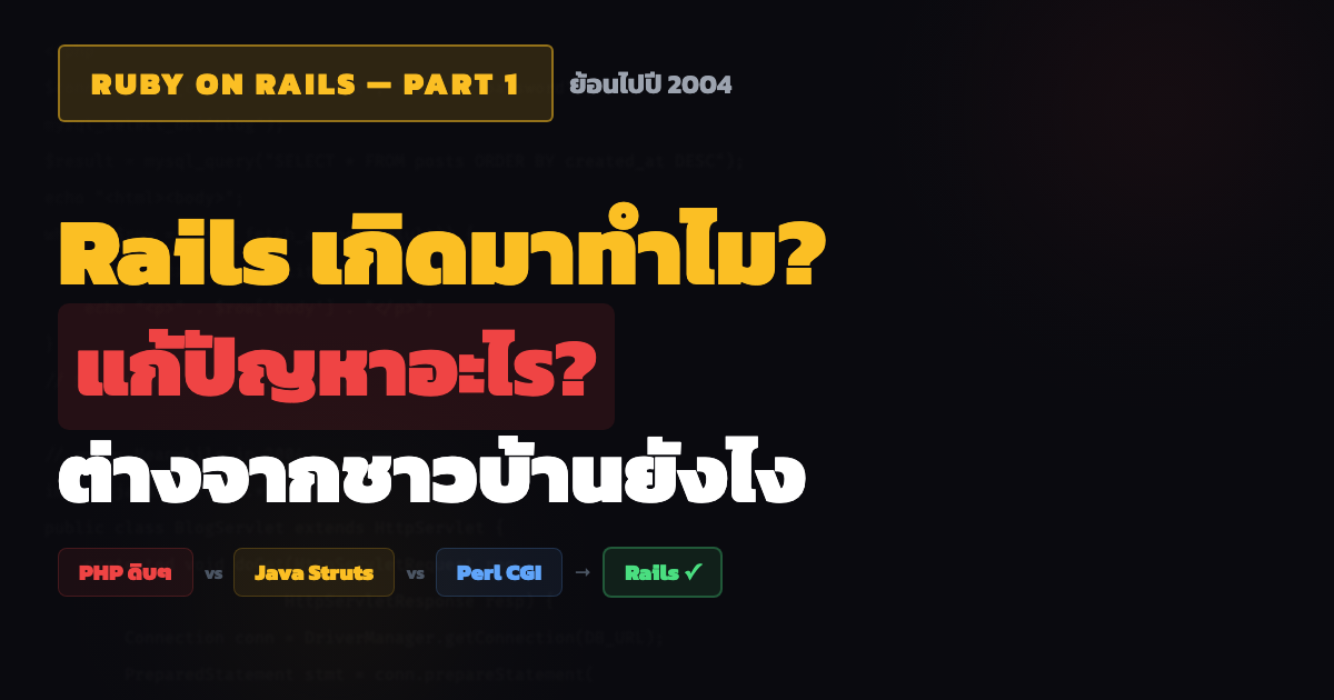 Ruby on Rails — เกิดมาทำไม แก้อะไร ต่างจากชาวบ้านยังไง